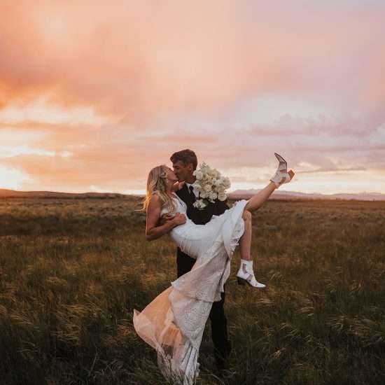 Romantic White and Green Wyoming Wedding