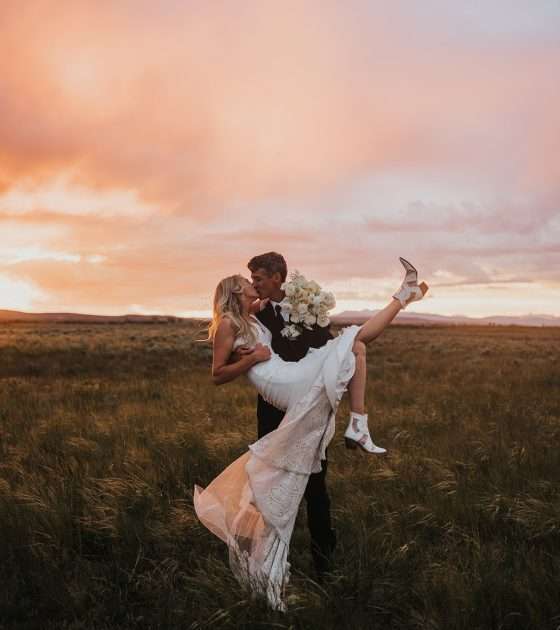 Romantic White and Green Wyoming Wedding