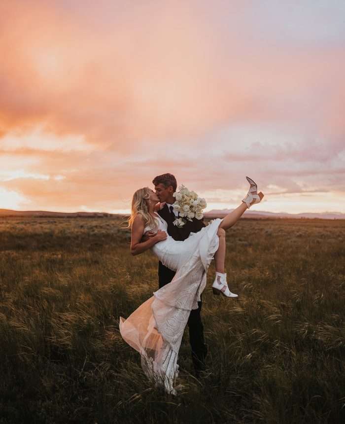 Romantic White and Green Wyoming Wedding