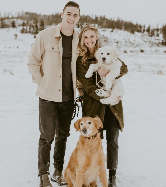 Frosty Winter Engagement Session with Two Fur Babies