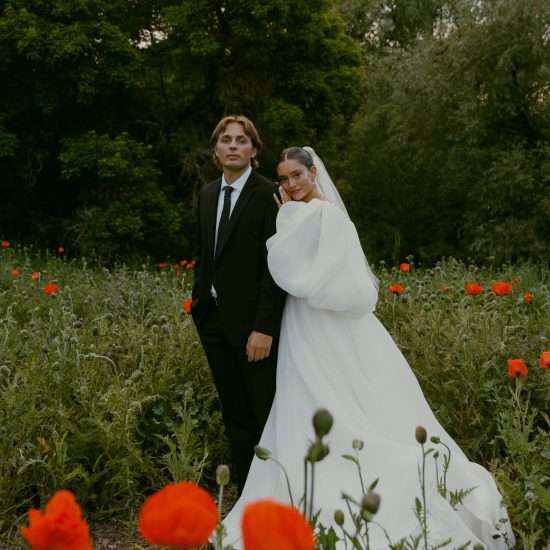 Blooming Bridals in a Field of Poppies