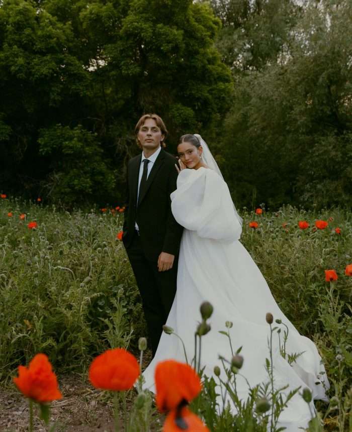 Blooming Bridals in a Field of Poppies
