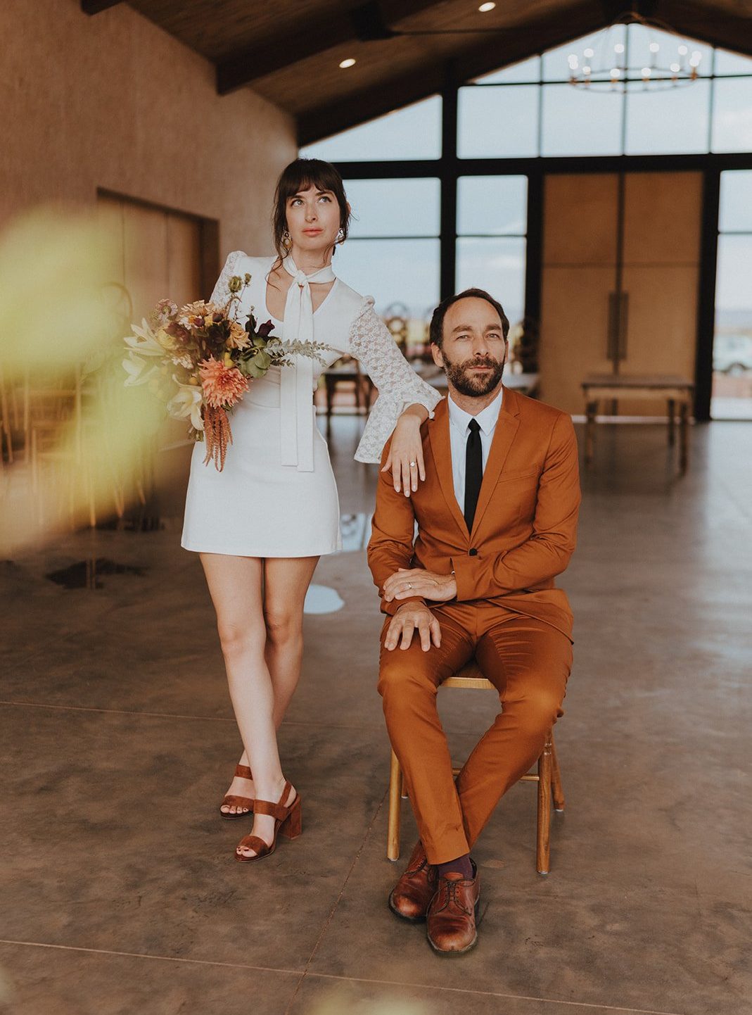 couple posing after their ceremony styled shoot for The Red Earth Venue Wedding Inspiration