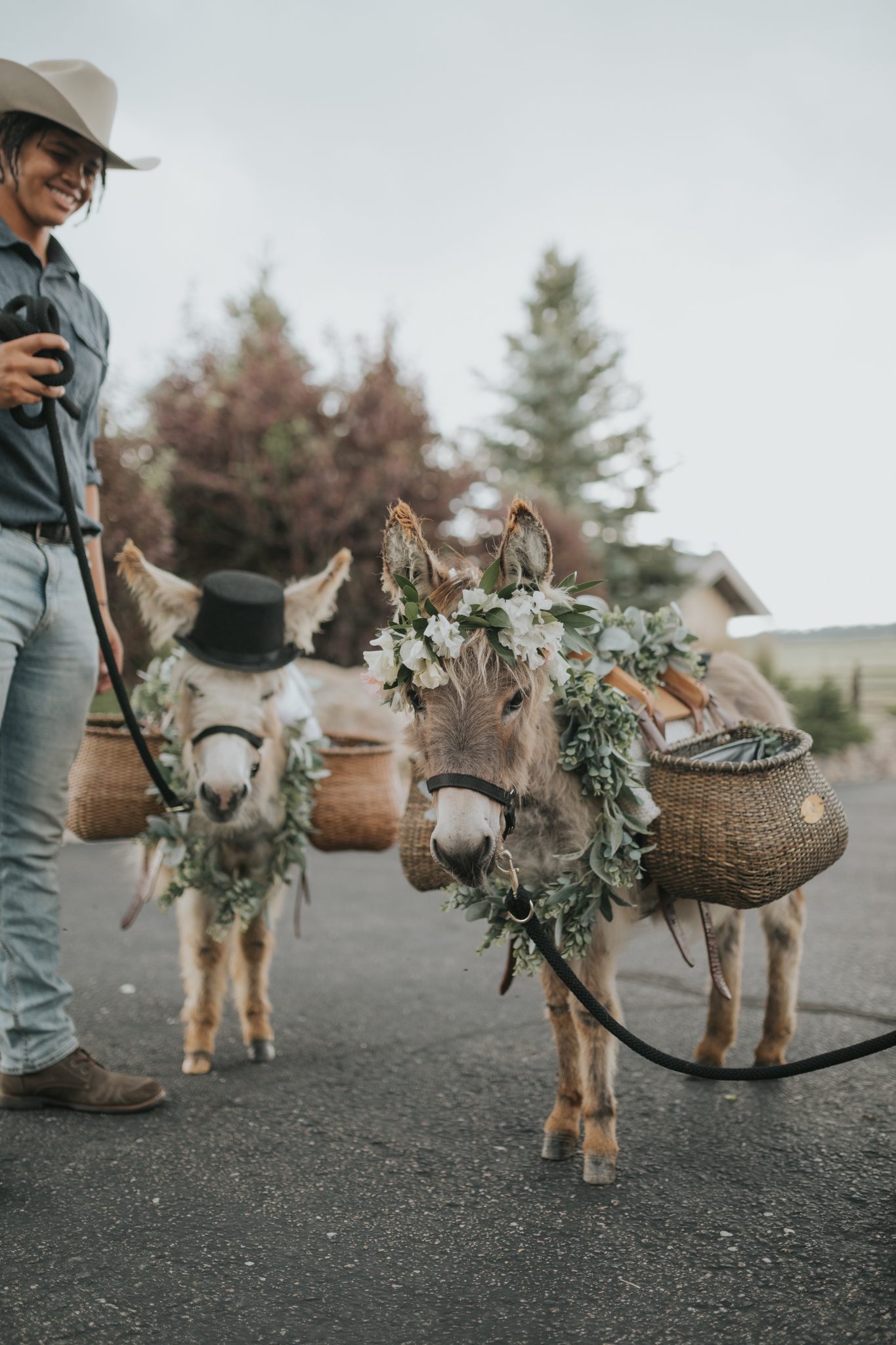 beverage burros caring beers for guests to grab during cocktail hour for a spruce mountain ranch summer wedding