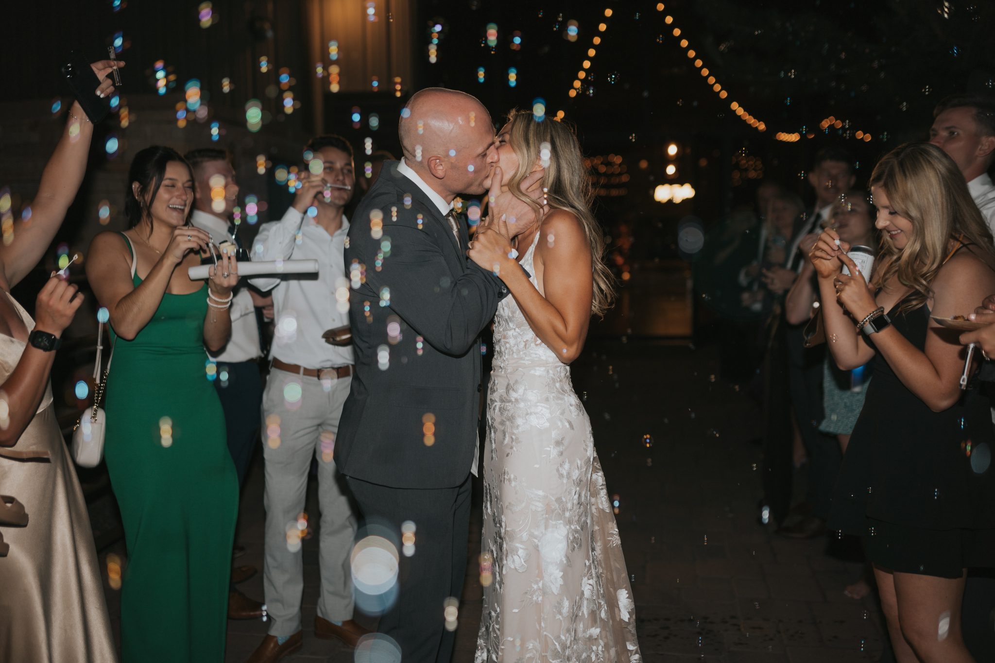 bubble grand exit for a spruce mountain ranch summer wedding