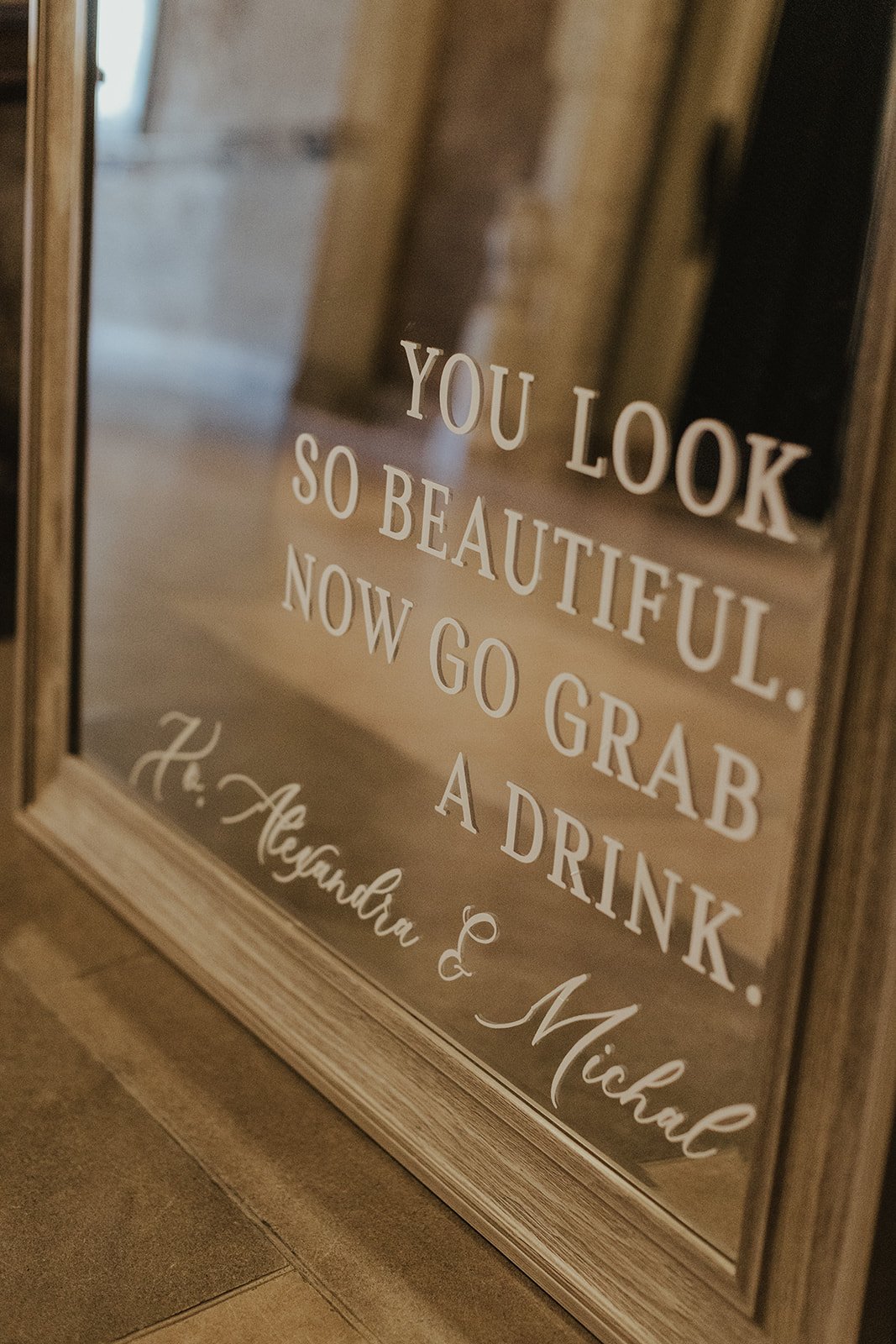 refined alberta wedding welcome mirror sign