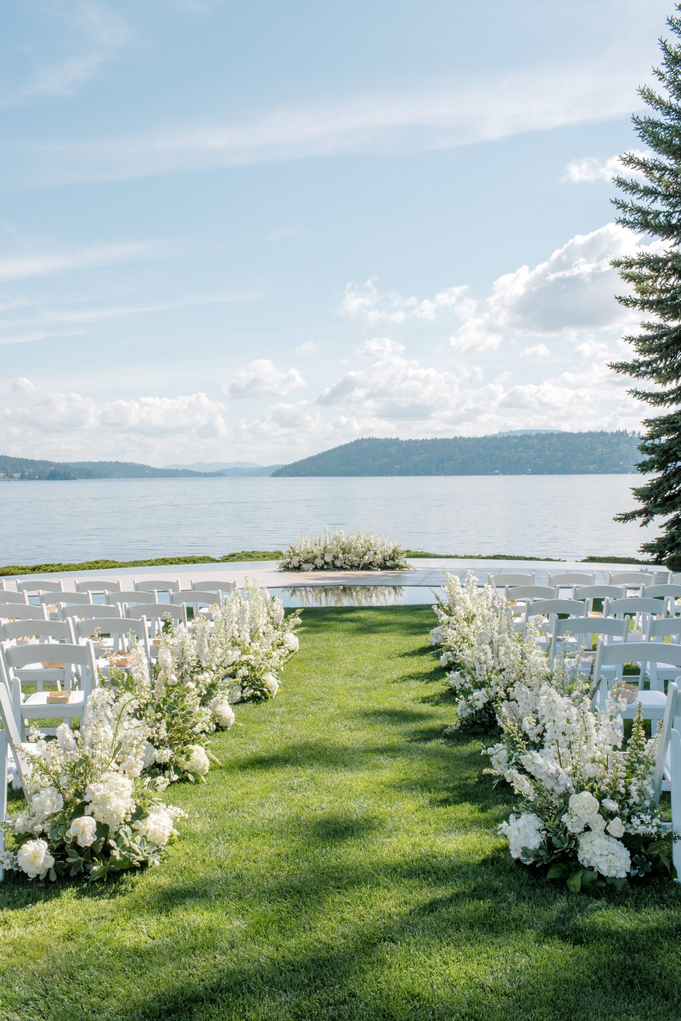 stunning lake ceremony lake view for a idaho summer wedding