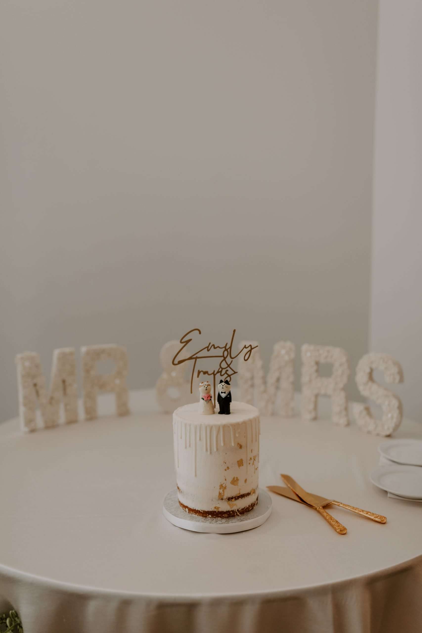 cat cake topper for an alberta wedding