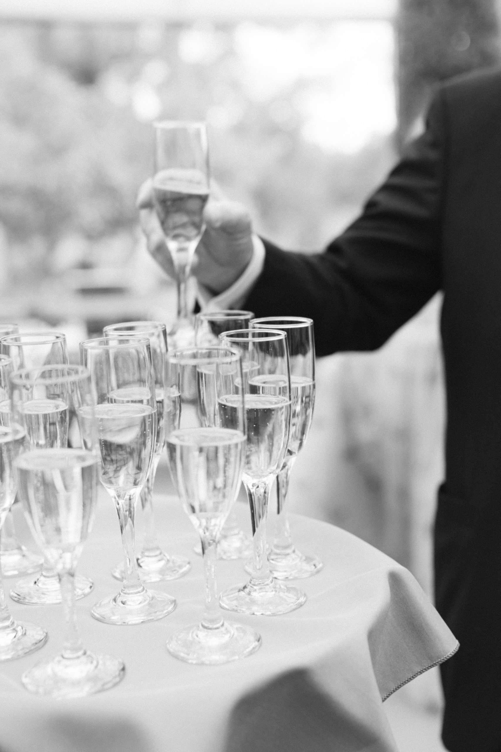 denver garden wedding champagne glasses