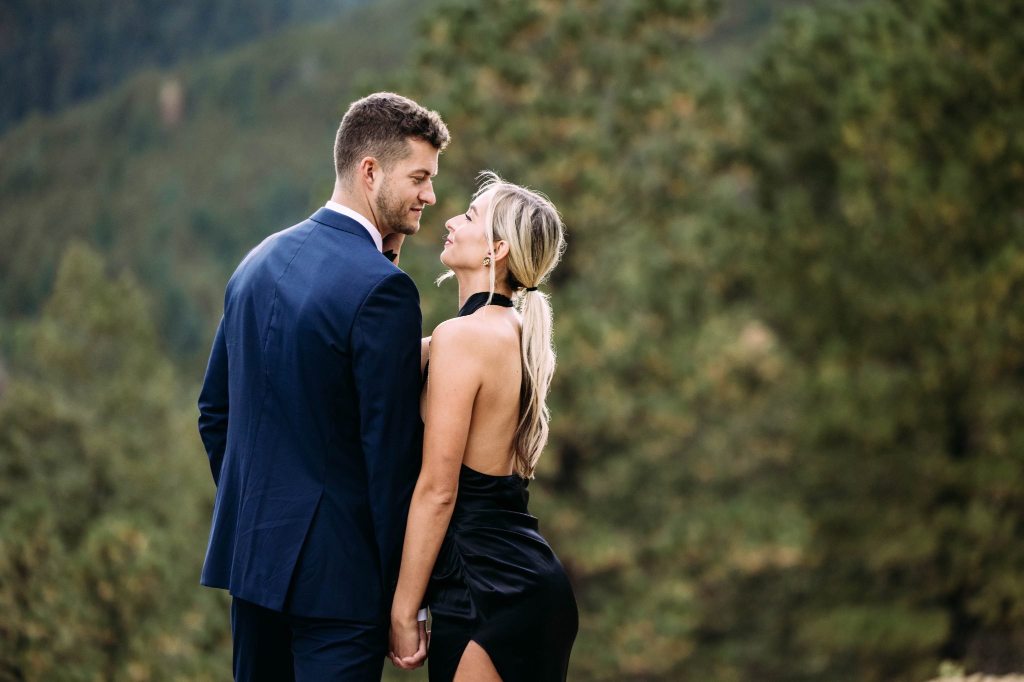 garden of the gods spring engagement session with formal outfits