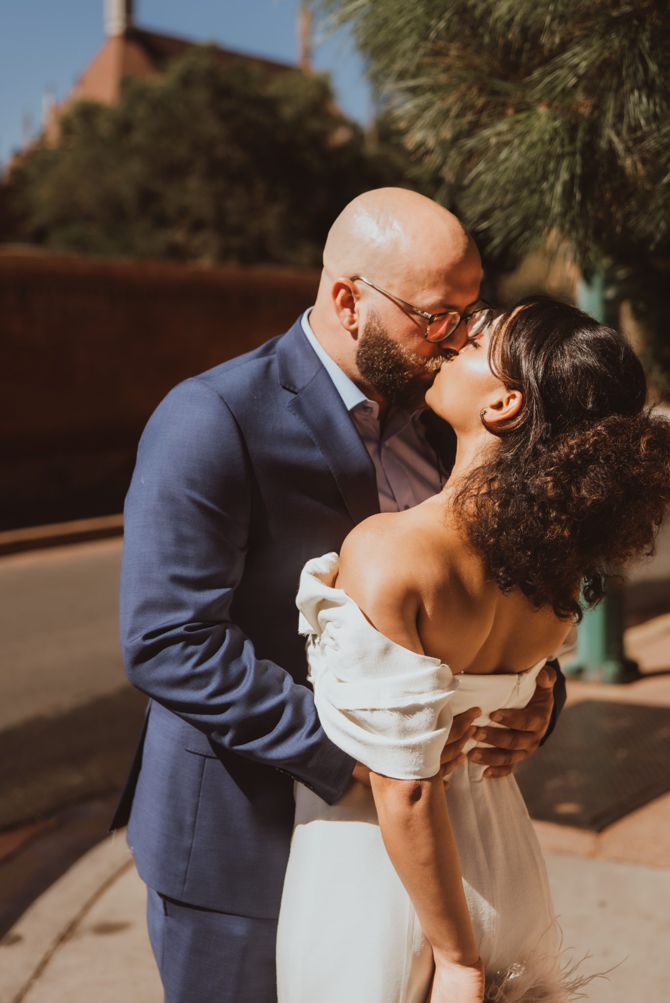couple kissing as they celebrate their intimate new mexico elopement