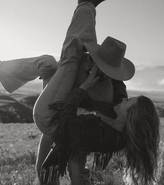 Golden Fields and Western Charm Engagements in Wyoming