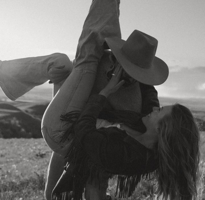 Golden Fields and Western Charm Engagements in Wyoming