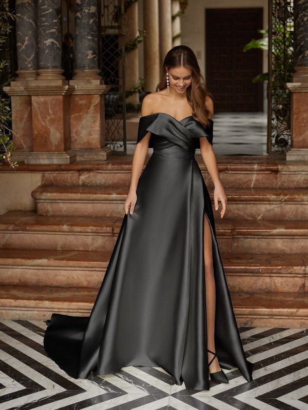 black wedding dress for bride NS4487