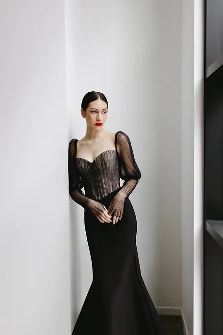 long black dress for wedding Off the Shoulder Sleeves with Slit Ivory / 16 Stunning A 11 Black Wedding Dresses Perfect