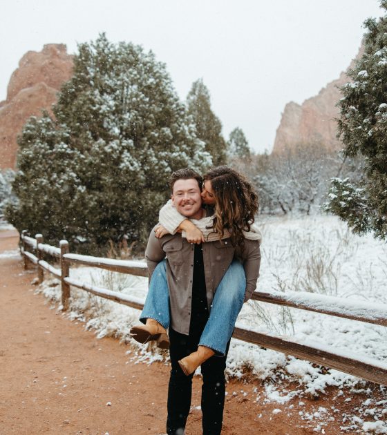 Snow-Dusted Red Rock Engagements in Colorado