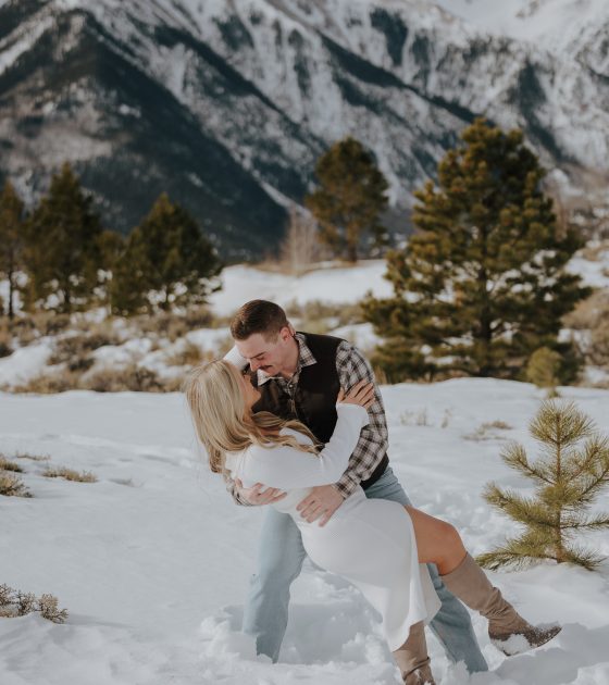 Colorado Engagements with Snow, Style, and a Sweet Pup