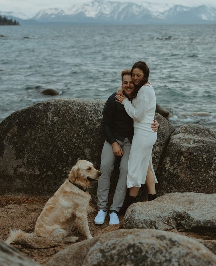 Intimate Lake Tahoe Engagements with their Golden Retriever