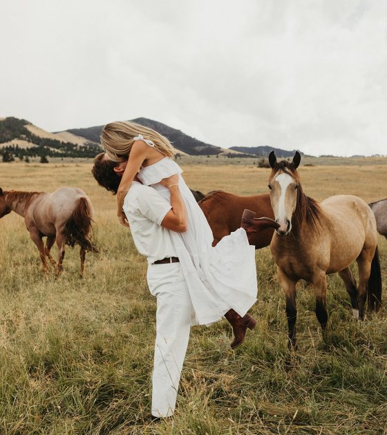 Cute Western Engagements in Montana’s Rolling Fields