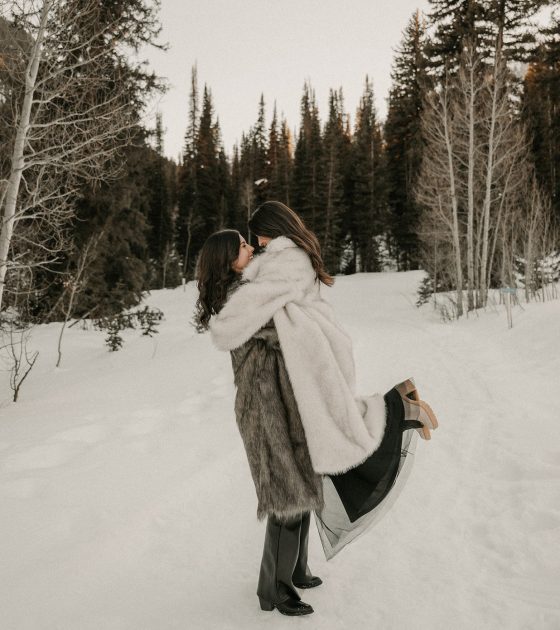 Intimate Engagement Session in Utah’s Snowy Alpine Landscape