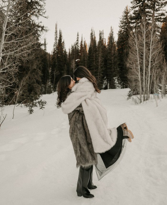 Intimate Engagement Session in Utah’s Snowy Alpine Landscape