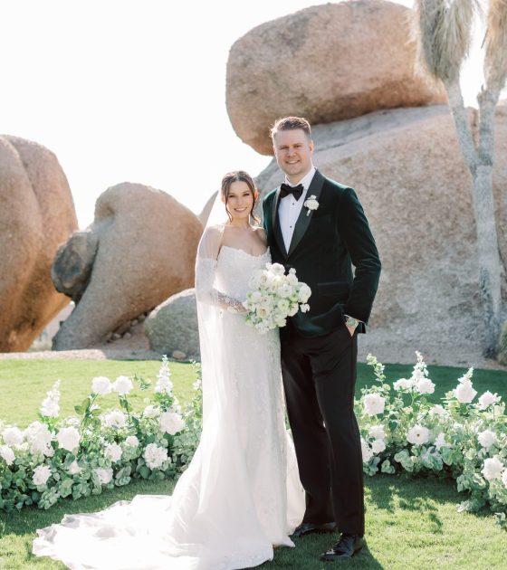 Romantic White Florals and Twinkle-Lit Wedding in Arizona