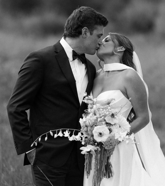 A Darling Black and White Wedding Set Against the Montana Pines