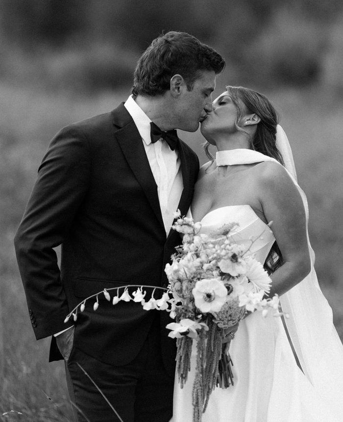 A Darling Black and White Wedding Set Against the Montana Pines