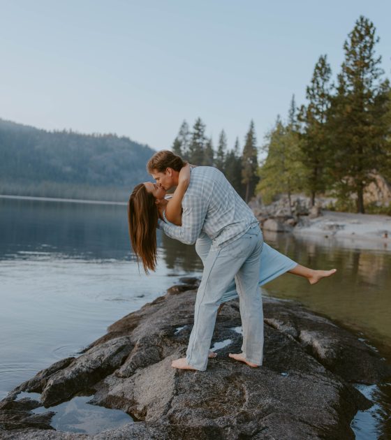 Cute and Sweet Cliffside Engagement Session in McCall